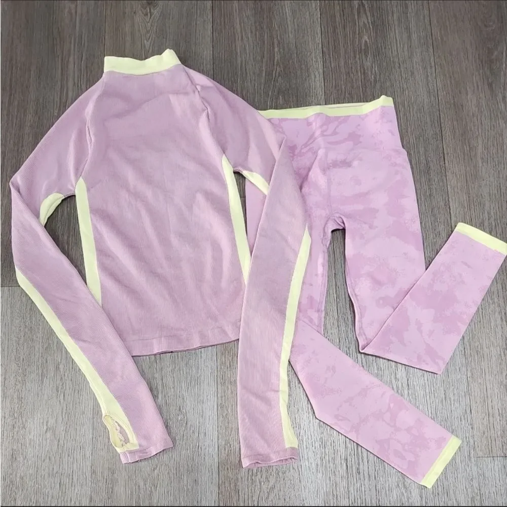 NWOT Free People Lilac and Yellow Think Twice Leggings in Dew Drop MSRP $138 - Picture 1 of 8